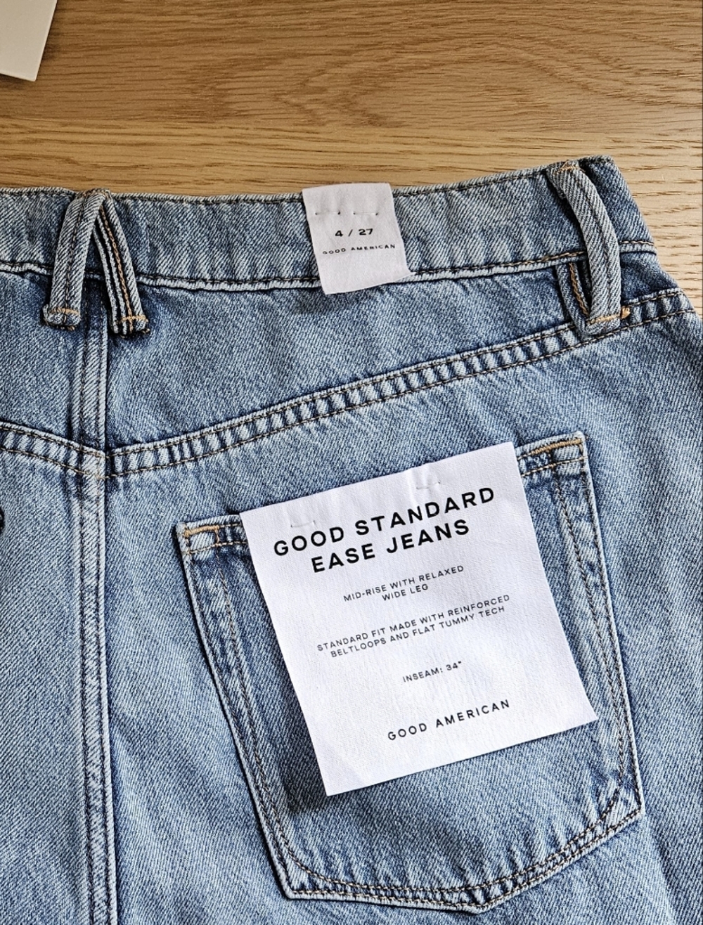 Good American Weightless Good Ease Jeans 27 Wide Leg Mid Rise Indigo961 NWT $174 - Picture 8 of 12